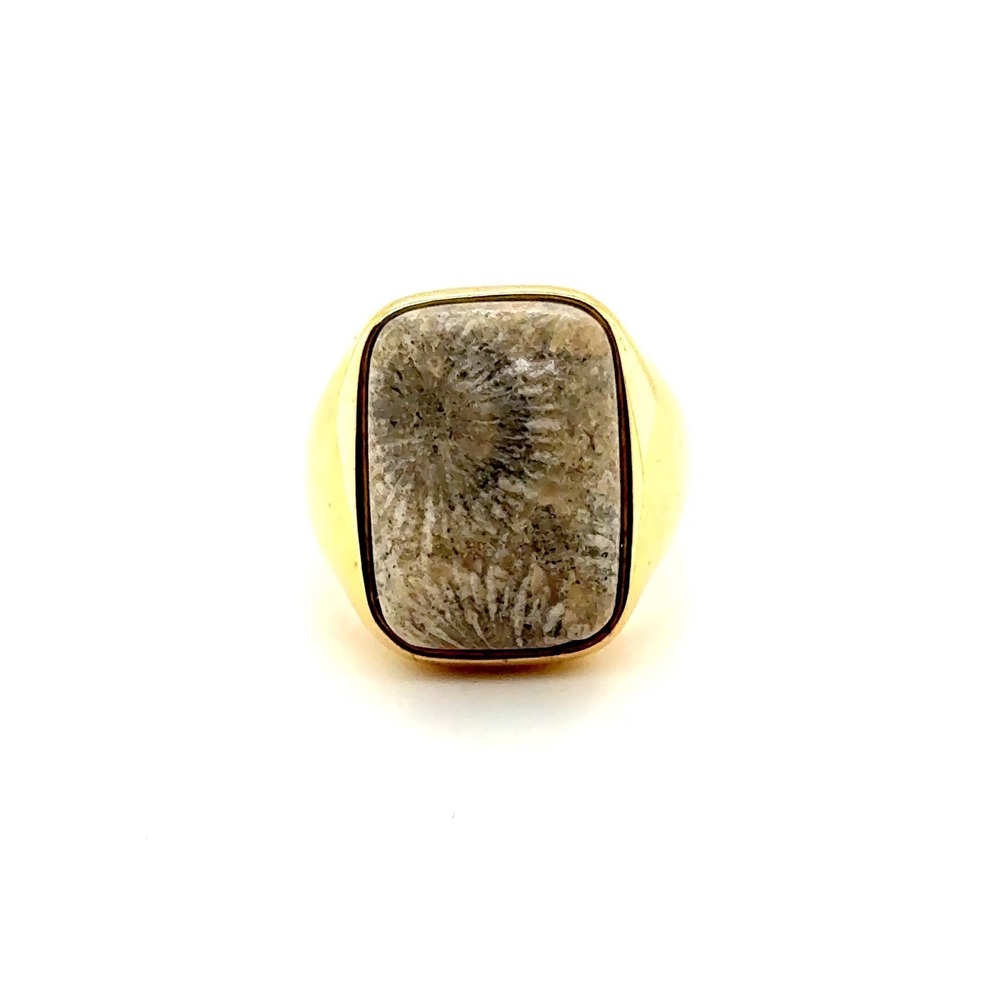 J.Crew Gold Tone Cushion Cut Natural Stone Statement Ring Size 7